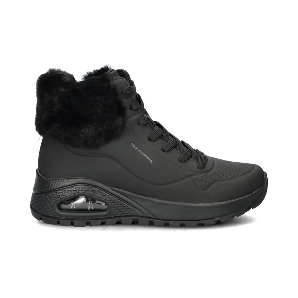 Debenhams Uno Rugged Faux Fur Collar Lace Up Sneaker Boot W/ Air-Cooled Mf Black thumbnail