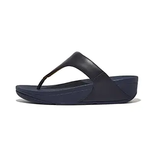Fitflop Lulu Damen Plateau-Sandalen Aus Leder Mit Zehensteg In Weiß, Dunkelblau, 43 Eu