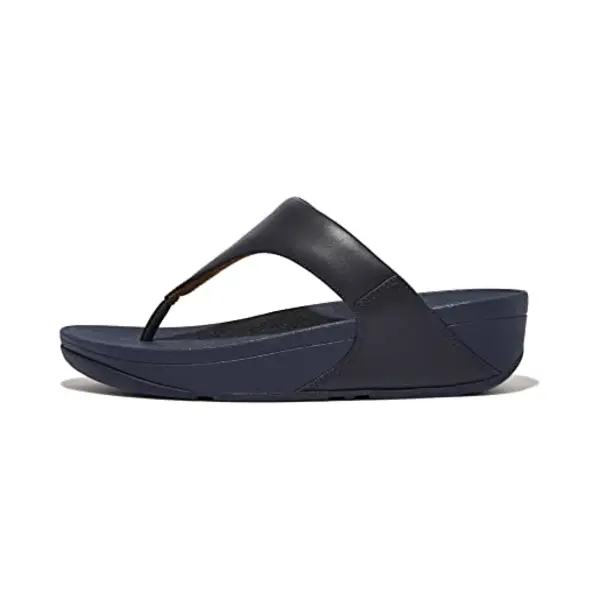 Fitflop Women's Lulu Leather Flip Flops, Toe-Post Sandals, Comfortable With Natural Arch Support - Deepest Blue - 9 Uk thumbnail