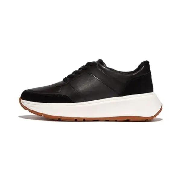 Fitflop Damen F-mode Leather/Suede Flatform Sneakers, Schwarz, 41 Eu thumbnail