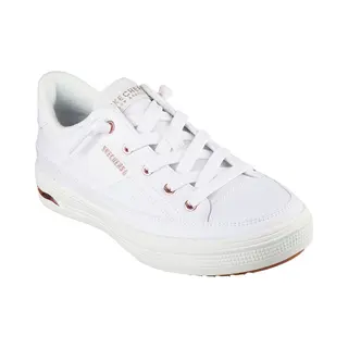 Skechers Damen Arch Fit Arcade Meet Ya There Sneaker, White Canvas/Rose Gold Trim, 36 Eu