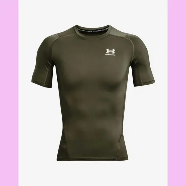Under Armour HeatGear Compression Short Sleeve T-Shirt Khaki Green - M thumbnail