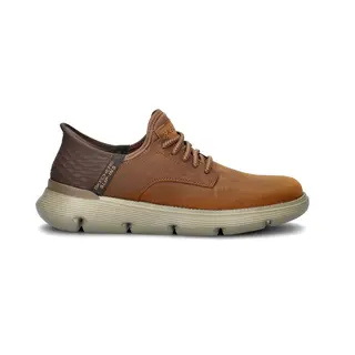 Skechers For Man. 205046 Garza Gervin Brown Leather Sneakers (40), Flat, Laces, Casual