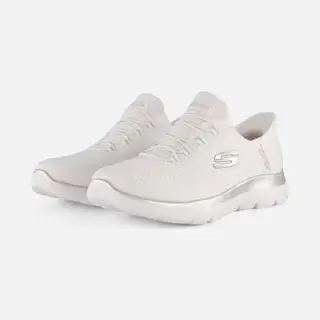 Skechers Women's Summits Diamond Dream Trainers, White Mesh/Silver Trim, 8 Uk Wide