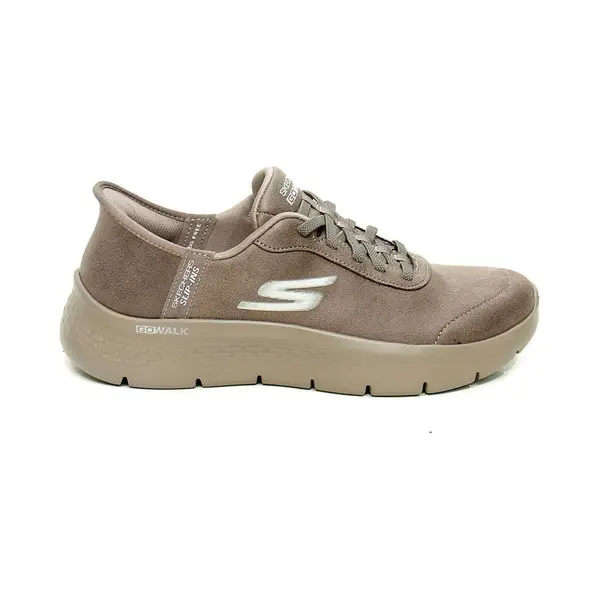 Skechers For Woman. 124837 Slip-ins Go Walk Flex Mali Brown Leather Slippers (36), Flat, None, Casual thumbnail