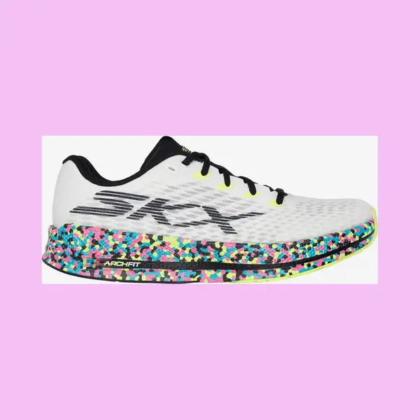 Skechers Go Run Razor 5 Damen Laufschuhe Weiß Blau Rosa Gelb - 40 thumbnail