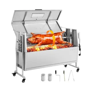 Vevor Drehspießgrill 38 W Spanferkelgrill Lammgrill Holzkohlegrill (1168, 4 Mm Grilllänge) Mit 60 Kg Tragkraft & Rädern & 4-facher
