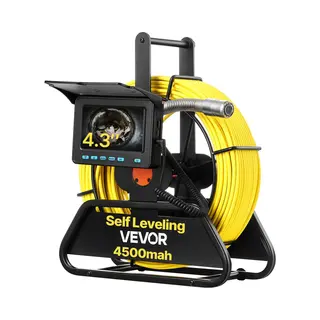 Vevor Rioolcamera, 50 M, Zelfnivellerende Buiscamera Met 4, 3-Inch Hd-Scherm, Ip68 Waterdicht, Met Verlichting (12 Led's En 16 Gb Geheugenkaart) Voor