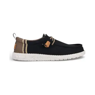 HeyDude For Man. HD43086 Trainers Wally Craft Linen Black (42), Fabric, Flat, Laces, Casual