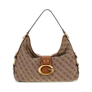Guess Schoudertas Camden Shoulder Bag Latte Logo / Cognac Bruine