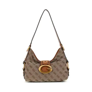 Guess Camden Mini Shoulder Bag Latte Logo/Cognac Brown