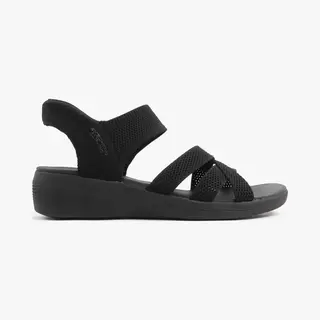 Skechers Arya Slip Ins Bbk Black Womens Comfortable Sandals 163524 In A Plain Textile In Size 7