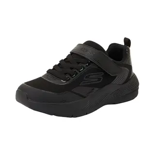 Skechers Mädchen Microspec Advance Oasis Point Sneaker, Black Pu Multi Mesh, 28 Eu