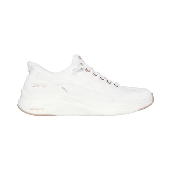 Skechers Women's Contour Foam Golden Hour Slip-On Sneakers, White Mesh/Duraleather/Leather/Rose Gold Trim, 6.5 Uk thumbnail