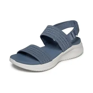 Skechers Women's Double Band Shimmer Knit Hook And Loop Sandals With Yoga Foam