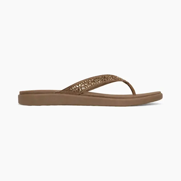 Skechers Damen Meditation Luxe-Floral Strass Flache Sandale, Braun, 38 Eu thumbnail