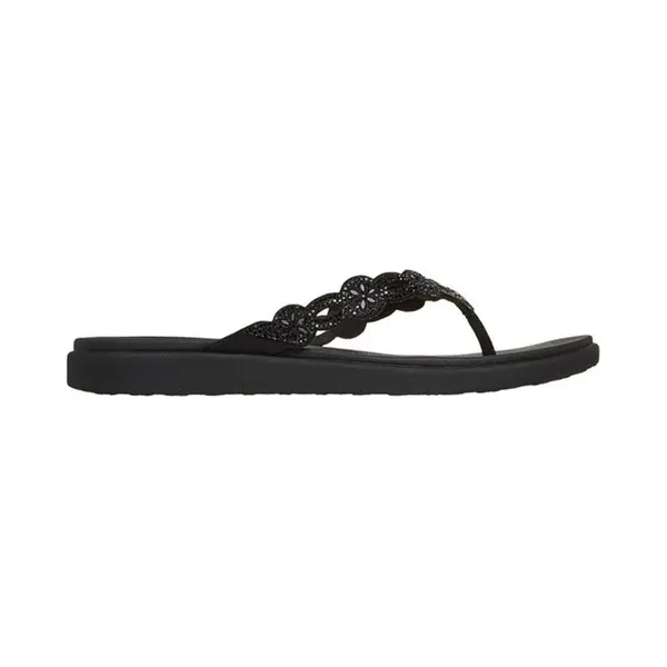 Women's Skechers Meditation Luxe - Dazzling Fo Womens Toe-Post Sandals Black - Size, 6 thumbnail