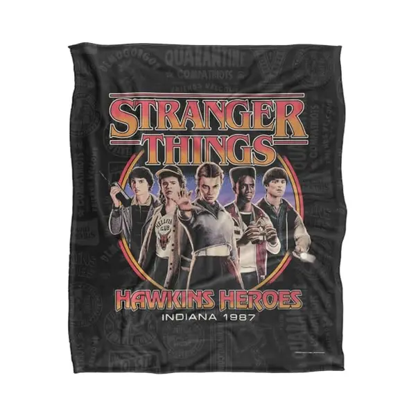Stranger Things Hawkins Heroes Silky Touch Super Soft Throw Blanket 152 X 127 Cm, White thumbnail