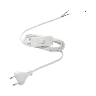 Witte Stroomkabel Met Stekker En Schakelaar Eu – 2 Meter - Eurosnoer - Wit Eurosnoer - Wit Stroomkabel Met Schakelaar