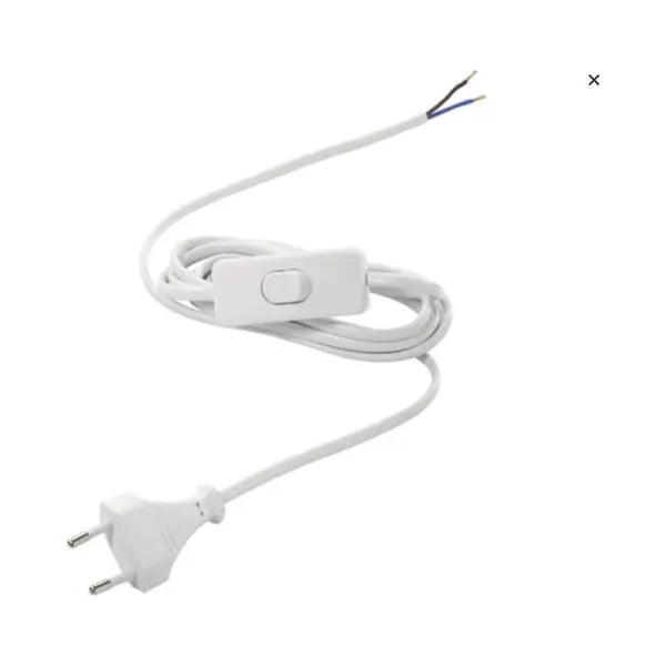 Witte Stroomkabel Met Stekker En Schakelaar Eu – 2 Meter - Eurosnoer - Wit Eurosnoer - Wit Stroomkabel Met Schakelaar thumbnail