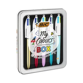 Bic 4 Meine Farben Box Multicolor Clip-on ausziehbarer Kugelschreiber 5 Stück