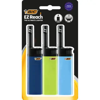 Bic Ez Reach Lighter - Gasaansteker - Extra Lang Bereik - Geschikt Voor Waxinelichtjes, Kaarsen En Meer - 3 Stuks