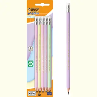 Bic Evolution Pastel - Grafietpotloden - Kinderen En Volwassenen - Grijs - Potlood - 10 Stuks