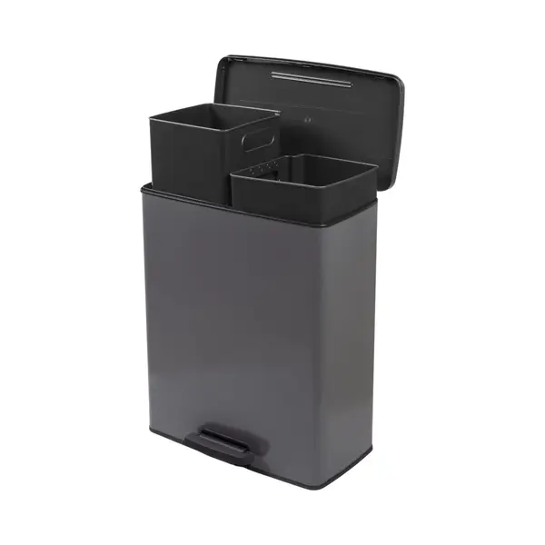 Curver Decobin Duo Prullenbak - 26L + 26L - Rechthoekig - Grijs thumbnail