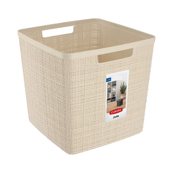 Keter Curver Korb Jute Aus 100 % Recyceltem Kunststoff, Quadratisch, Weiß, L, 17 L thumbnail