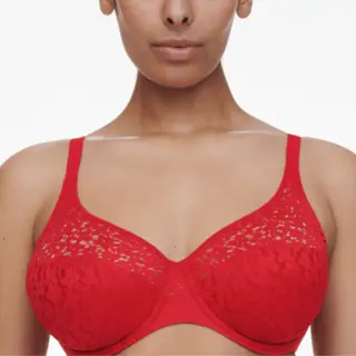 Chantelle Beugel Bh - Voorgevormd - Norah - Volledig Kant - Stevige Bh Grote Maten - T-shirt Bh - 75D - Rood