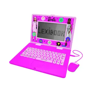 Lexibook, Barbie Bilingual Educational Talking Laptop With 170 Activities (85 In Each Language) Large 6.7” Screen In English And French, Pink,