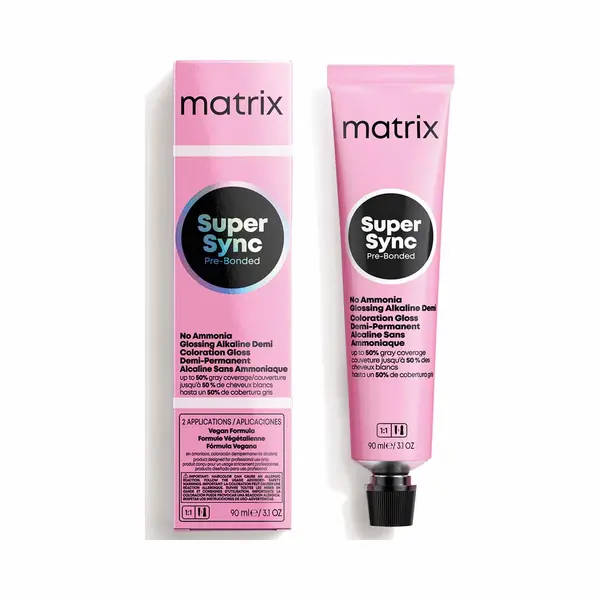 Matrix Super Sync Pre-Bonded Glossing Alkaline Demi-Permanent Hair Colour 4A Ash Cool 90ml thumbnail