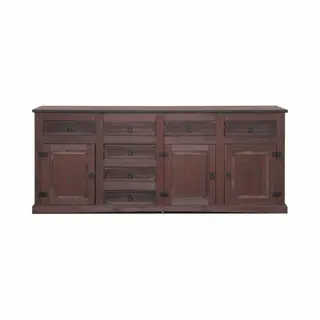 Herli - Mexico Brasilien New Mexico Sideboard Mit 7 Schubladen Und 3 Türen Breite 200 Cm, Höhe 84 Cm Braun Gebeitzt/wachs.