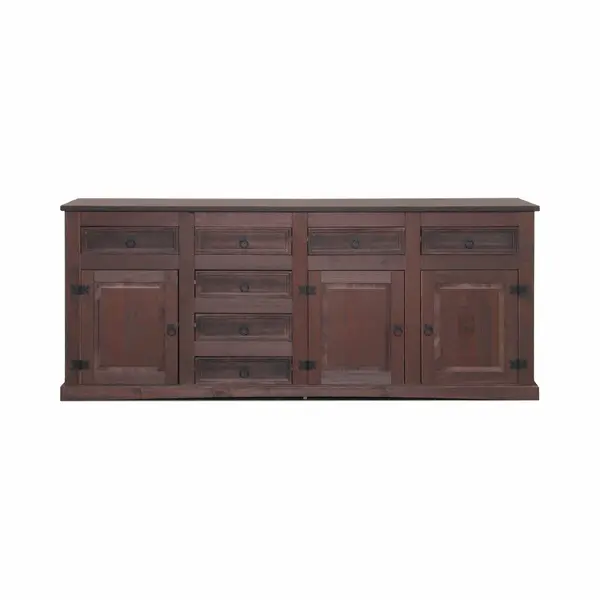 Herli - Mexico Brasilien New Mexico Sideboard Mit 7 Schubladen Und 3 Türen Breite 200 Cm, Höhe 84 Cm Braun Gebeitzt/wachs. thumbnail