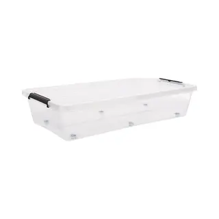 5Five Opberg Kist Met Deksel - Clip Box - 35 Liter - 76 X 39 X 16 Cm - Kunststof - Transparant - Met Wielen