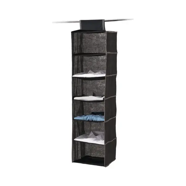 5Five Kast Organizer - Hangend - 6 Vakken - 30 X 30 X 120 Cm - Zwart thumbnail