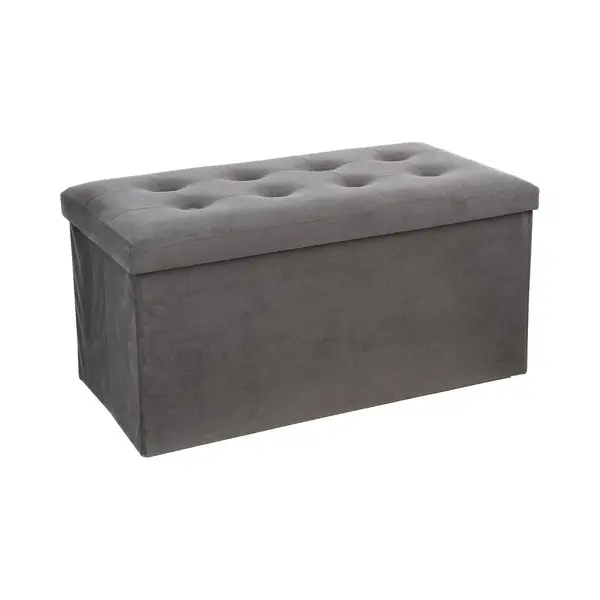 Atmosphera Lysandre Doppel-Faltpouf Grauer Samt thumbnail