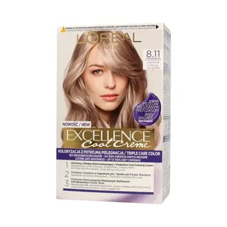 L'Oréal Paris, Haarkleur, L'Oreal Professionnel Loreal Excellence Cool Creme Dažomasis Kremas 8.11 Ultra Ashen Light Blonde (8.11 Ultra As Licht
