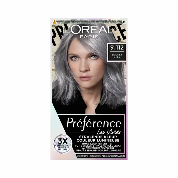 L'Oréal Paris, Haarkleur, Loreal Paris Preference Vivids 9.112 Smokey Grey Hair Color (9.112 Rookgrijs) thumbnail