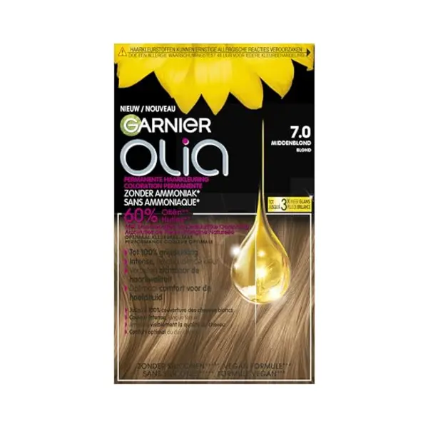Garnier Olia Middenblond 7 - Permanente Haarkleuring Zonder Ammoniak - Kleurcrème Op Basis Van 60% Oliën - Haarverf thumbnail