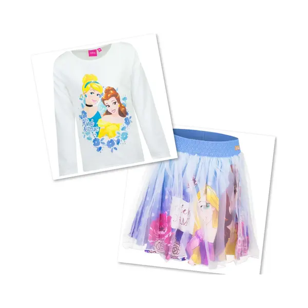 Disney Princess Set - Rok + Longsleeve - Wit/Blauw - Maat 98 (3 Jaar) thumbnail