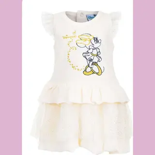 Disney Minnie Mouse Baby Jurkje - Katoen Velours - Off-white Maat 80 (18 Maanden)