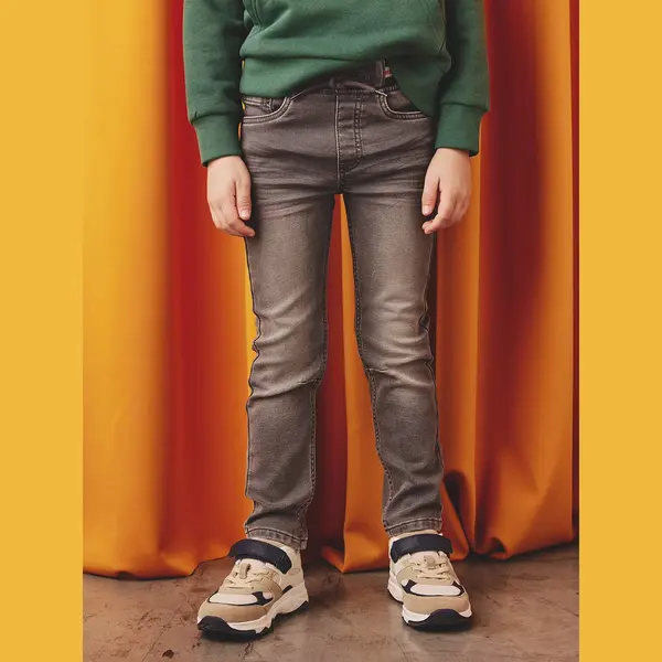 Vertbaudet Rechte Fleecebroek Jongens Denim Look Denim Grijs thumbnail