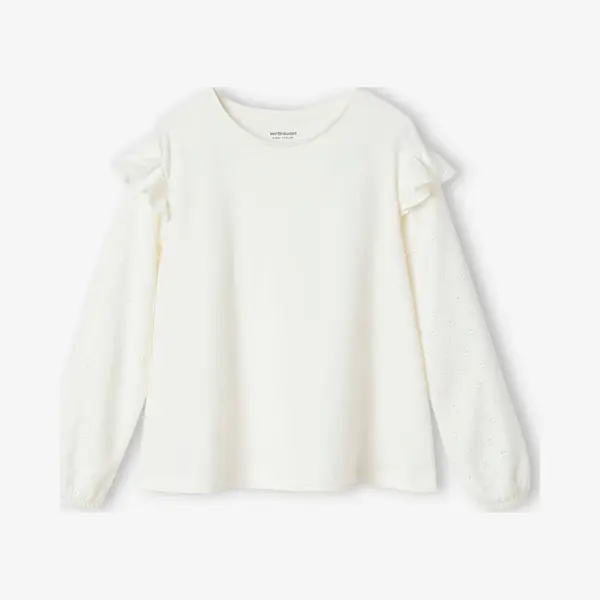 Vertbaudet Mädchen Blusenshirt Basic Wollweiß 146/152 thumbnail