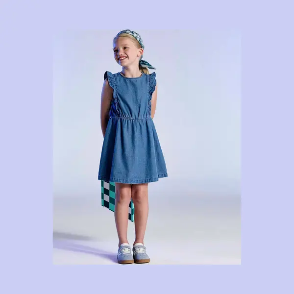Vertbaudet Denim Meisjesjurk Met Ruches Stone thumbnail