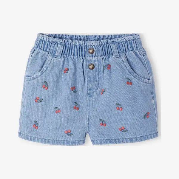 Vertbaudet Baby Denim Short Met Madeliefborduursel Double Stone thumbnail
