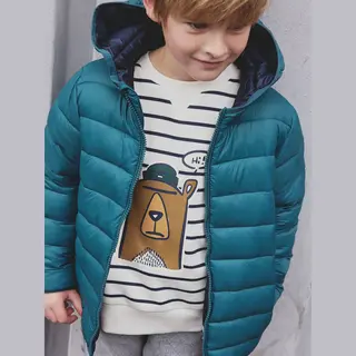 Vertbaudet Jungen Light-Steppjacke Mit Kapuze Und Recycling-Polyester Smaragdgrün 158/164