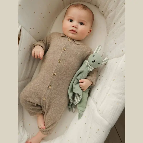 Set Van Wol En Kasjmier + Babyslofjes Envie De Fraise Gemêleerd Beige thumbnail