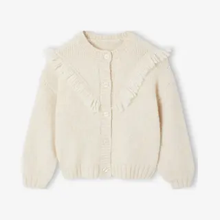 Vertbaudet Mädchen Cardigan Mit Fransen Wollweiß 158