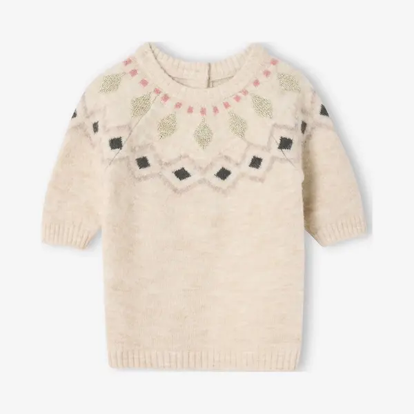 Vertbaudet Gebreide Jacquard Jurk Baby Vanille thumbnail